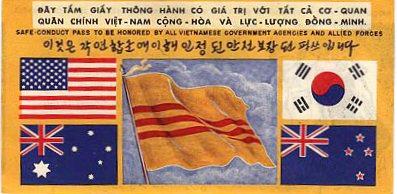 Set of 6 REPRODUCTION Vietnam war single  flag safe conduct leaflets 1970-1975