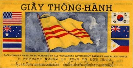 Set of 6 REPRODUCTION Vietnam war single  flag safe conduct leaflets 1970-1975